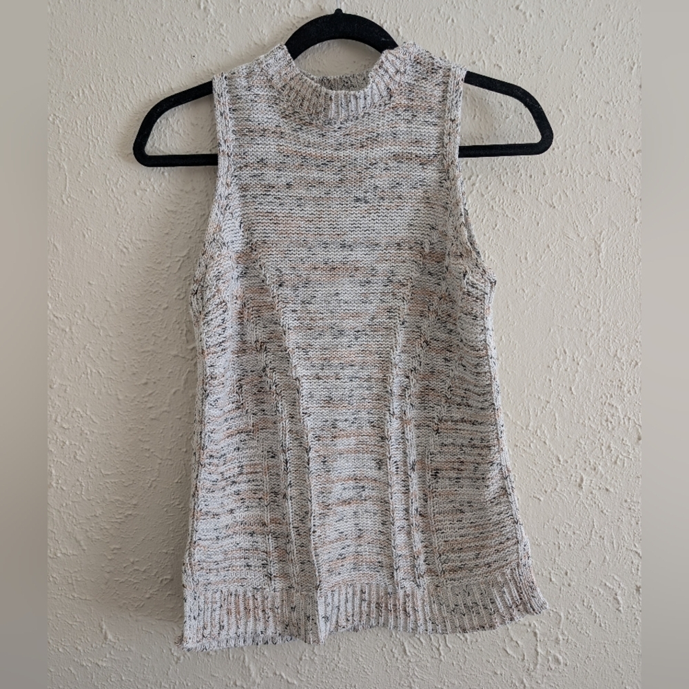 Loft Sleeveless Cream & Tan Sweater